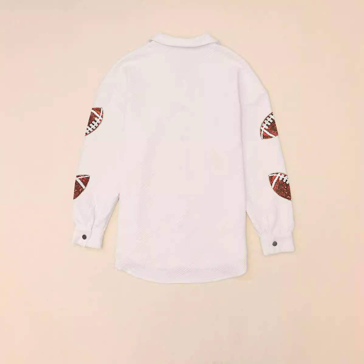WHITE football jacket with embroidery details for wholesale on Faire9