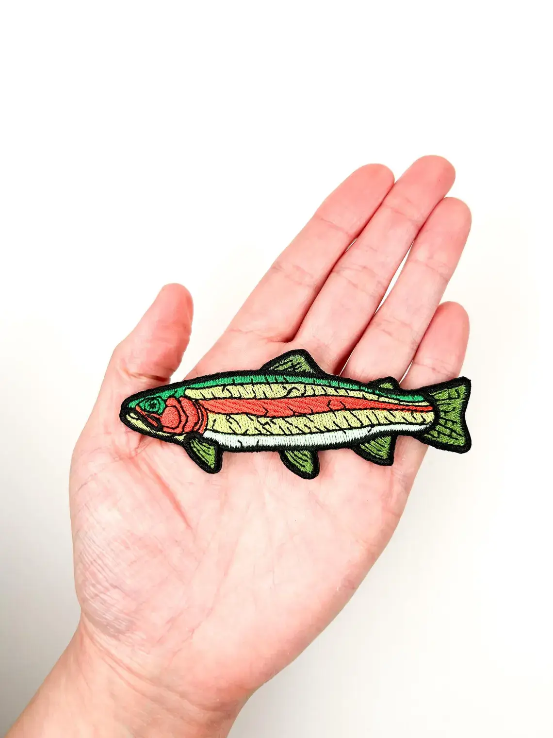Field Trip Threads – wholesale Patch – Rainbow Trout Embroidered Iron-On Patch Fly Fishing Tying2