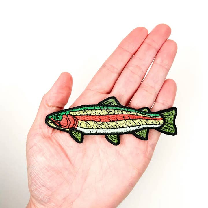 Field Trip Threads – wholesale Patch – Rainbow Trout Embroidered Iron-On Patch Fly Fishing Tying2