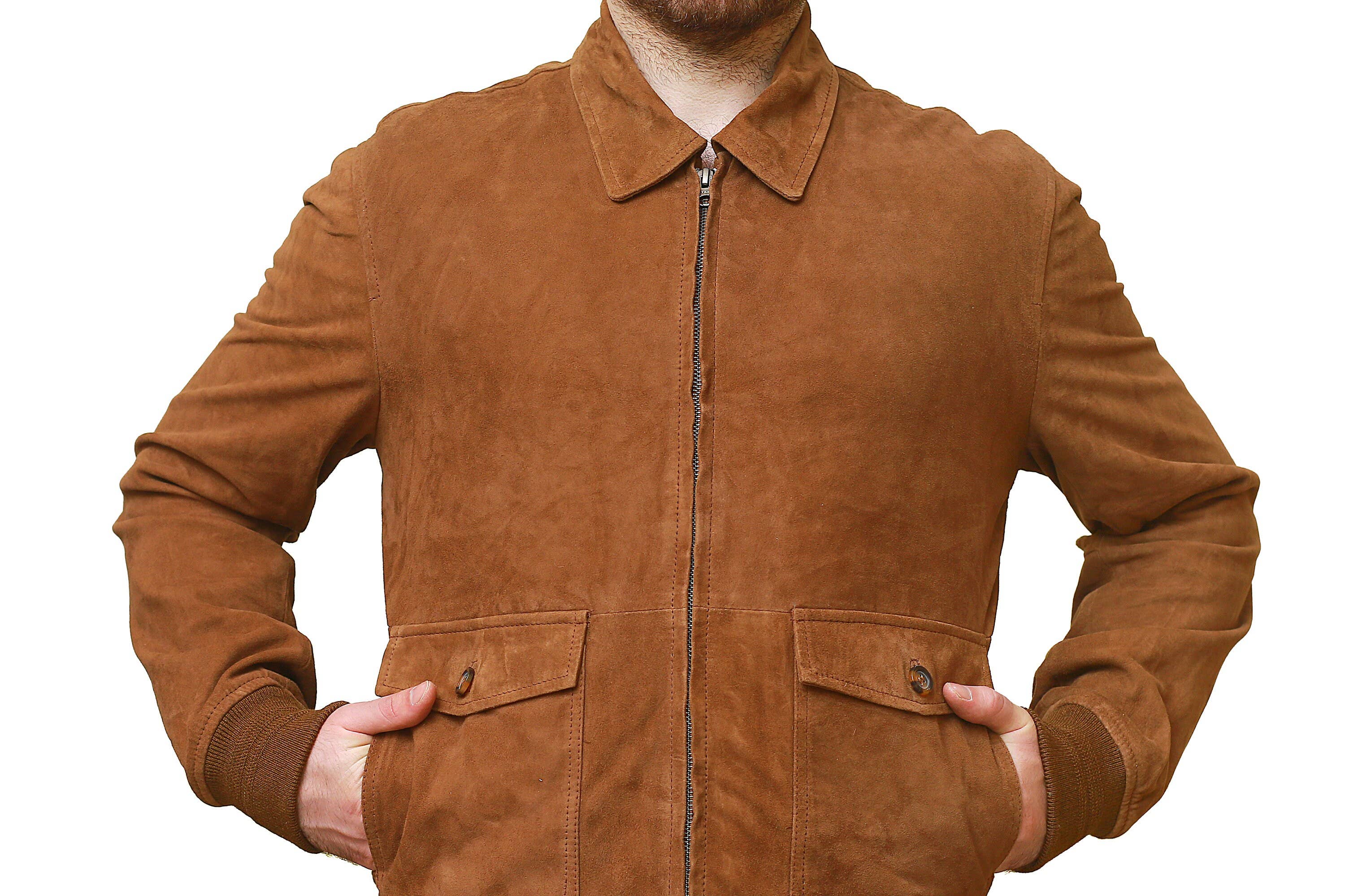 Haris enterprises – wholesale Bomberjacka - Herr – Bomberjacka i äkta mockaläder för män med krage1