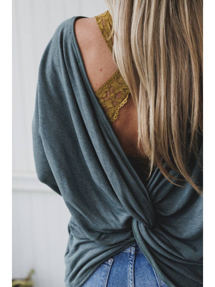 Three Bird Nest - Wholesale Blouse - Women's - Twisted Harmony Top - Olive