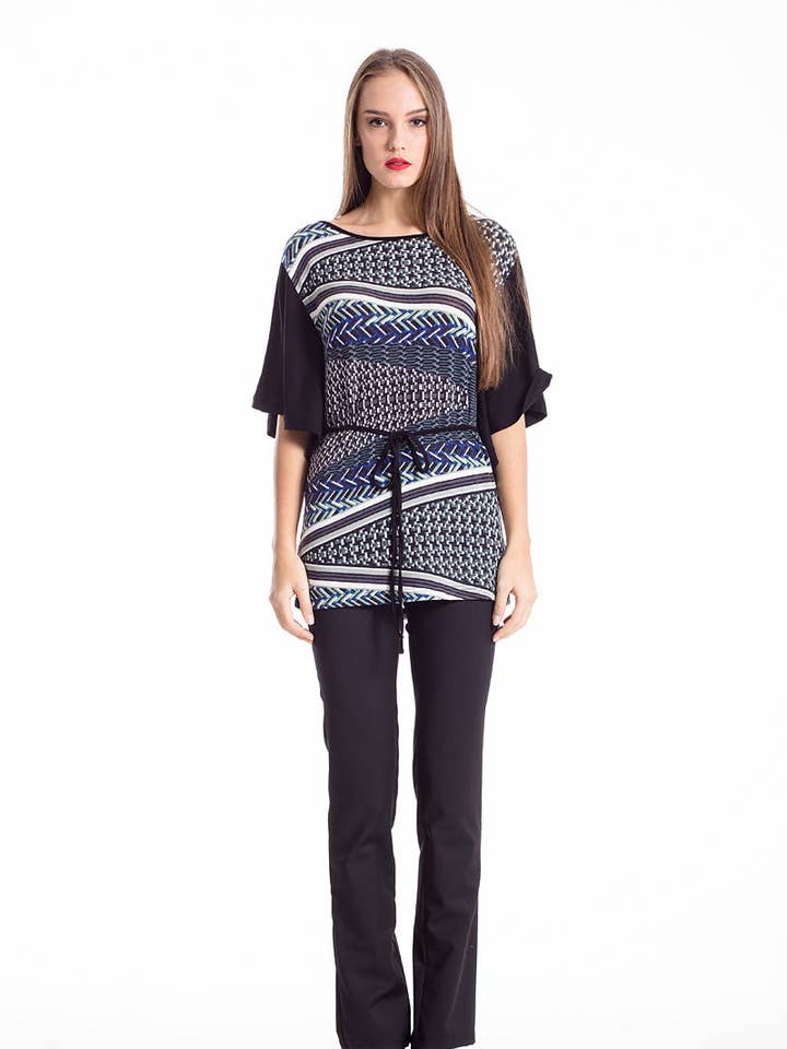 Striking Print Tie Waist Top for wholesale by conquista