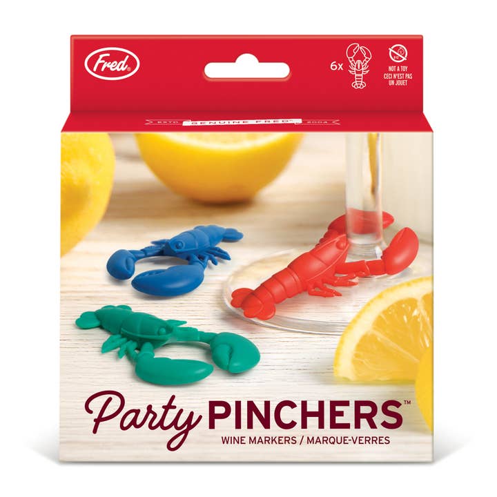 PARTY PINCHERS - Hummer-Glasmarker - Set mit 6 Stück für den Großhandel von Fred