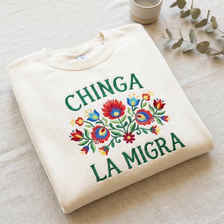 Chinga La Migra Embroidered Sweater, Abolish Ice Protest Tee for wholesale by ClevorFit