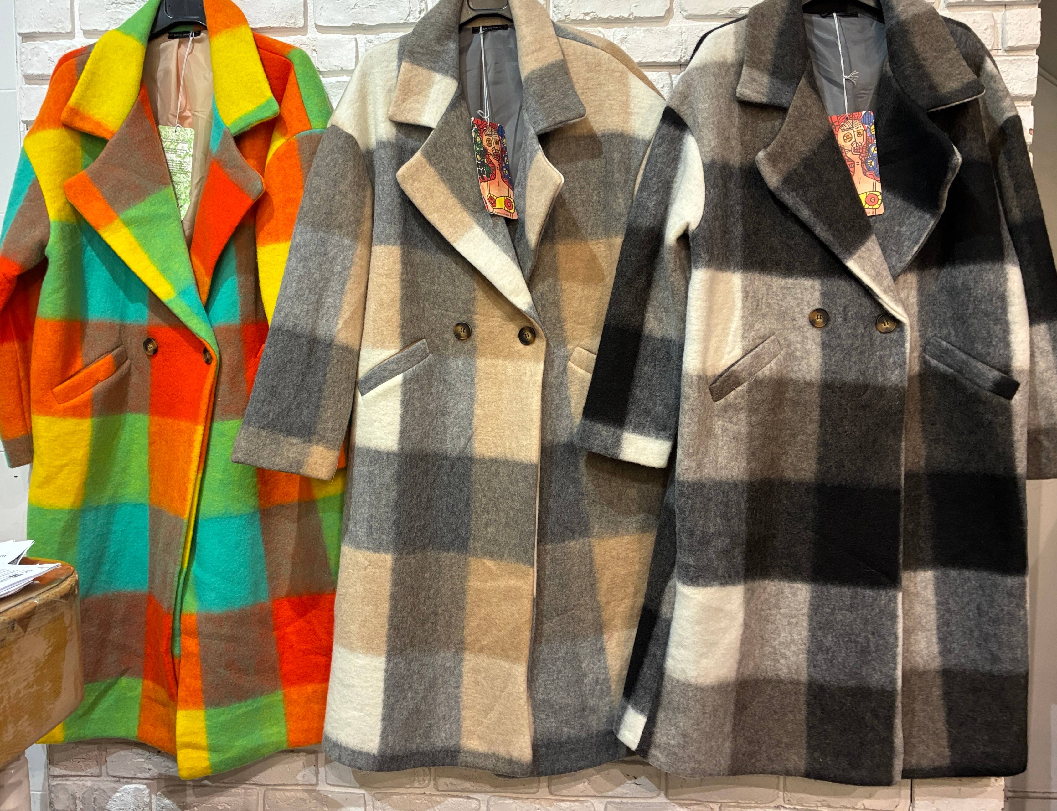 la maison des fibres naturelles - Vente Manteau – femme - Manteau à carreaux 60705+size MADE IN ITALY 4