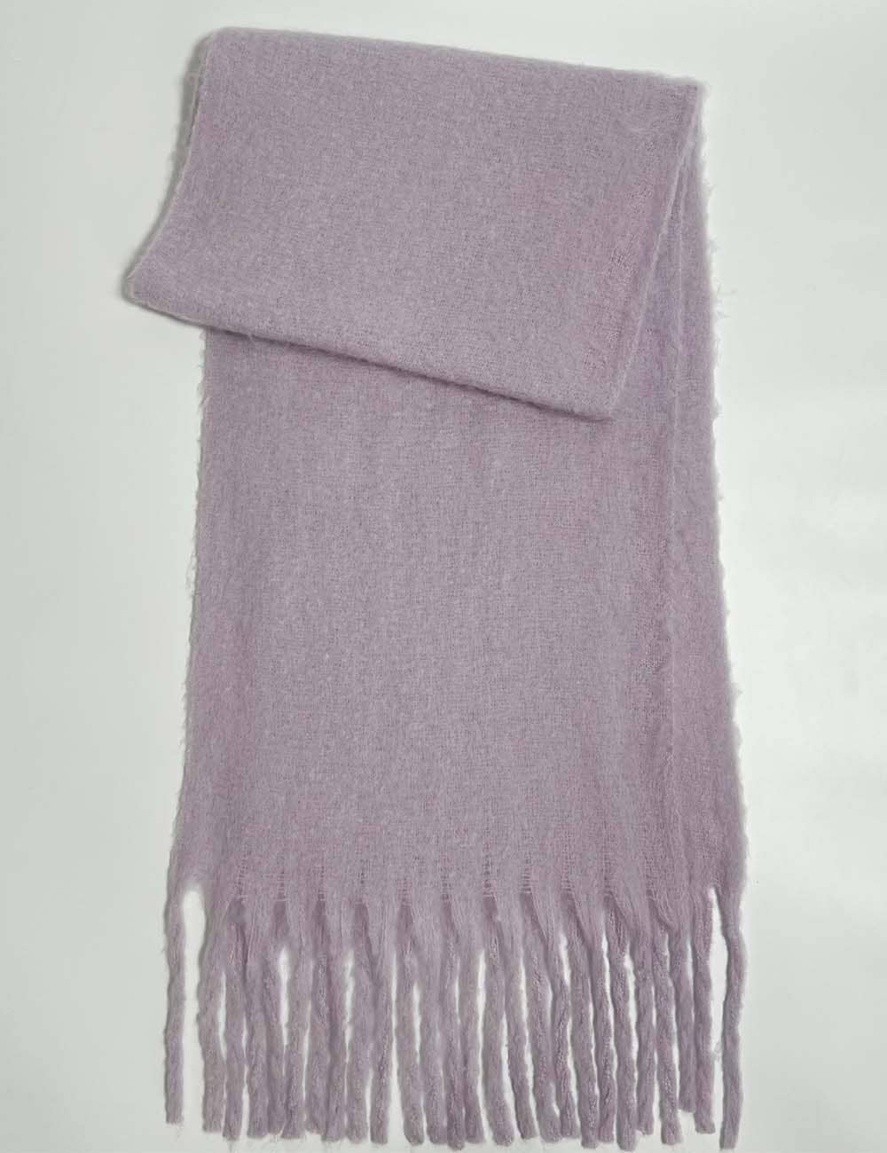 Sweetkama - Wholesale Sjaal - Dames - Dames effen kleur sjaal met franjes gebreide sjaal3