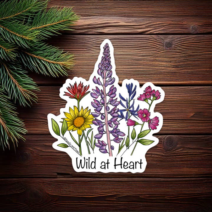 Pencils and Pines - Wholesale Sticker - ‘Wild at Heart’ Oregon Wildflower Sticker0