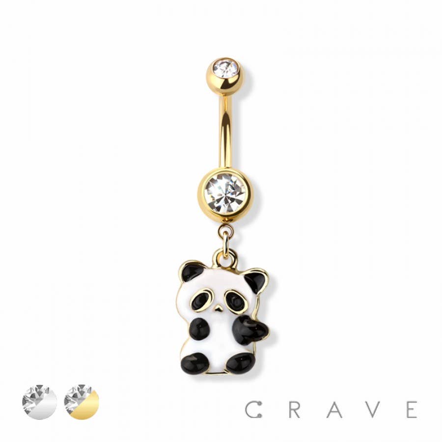 CRAVE - Wholesale Belly Ring - BABY PANDA DANGLE 316L SURGICAL STEEL NAVEL RING2