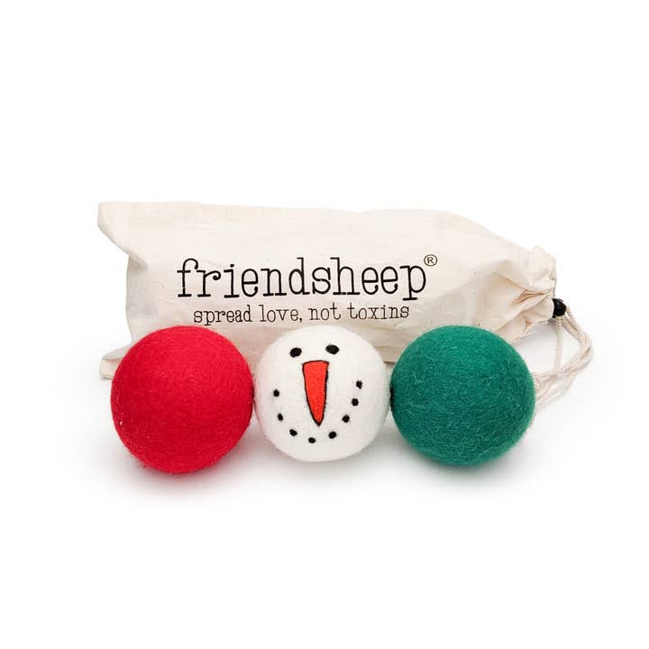 Vintage Holidays Eco Wol Drogerballen - Sneeuwpop ROOD voor wholesale door Friendsheep