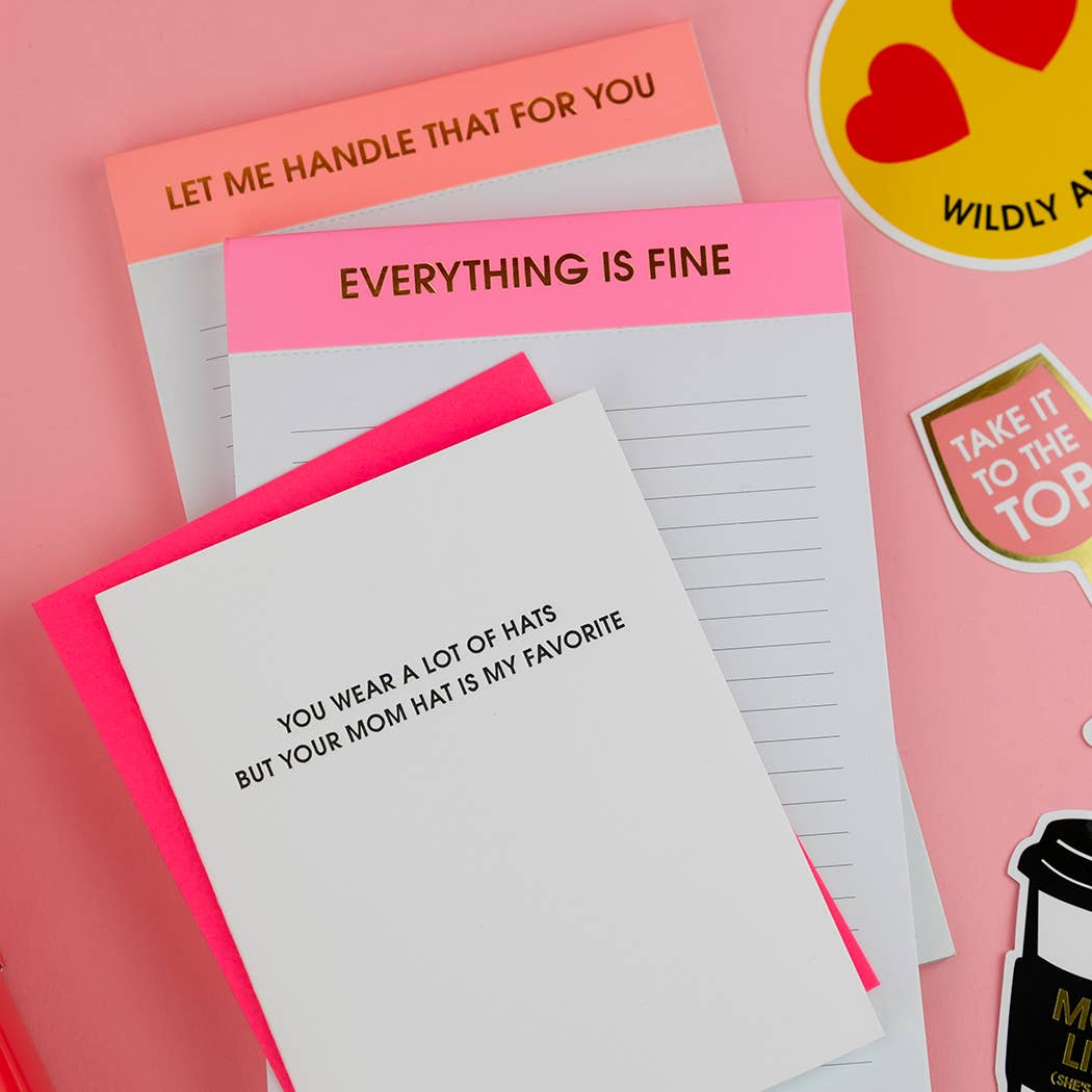 Chez Gagné - Wholesale Notepad - Everything Is Fine - Lined Notepad - Pink - 65 perforated pages - 5x8 2