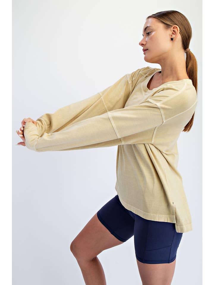 Rae Mode - Wholesale Lounge Top - Women's - PIGMENT WASHED COTTON V-NECK TOP7