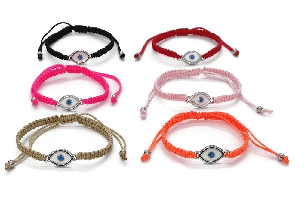 Loli - Vendita all'ingrosso Braccialetto con ciondolo/pendente - Bracciale Macrome EvilEyeOvale Malocchio Smalto1