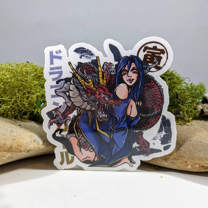 Mimic Gaming Co - Wholesale Sticker - Sexy Dragon Anime Girl Kanji Sticker - 2.5"