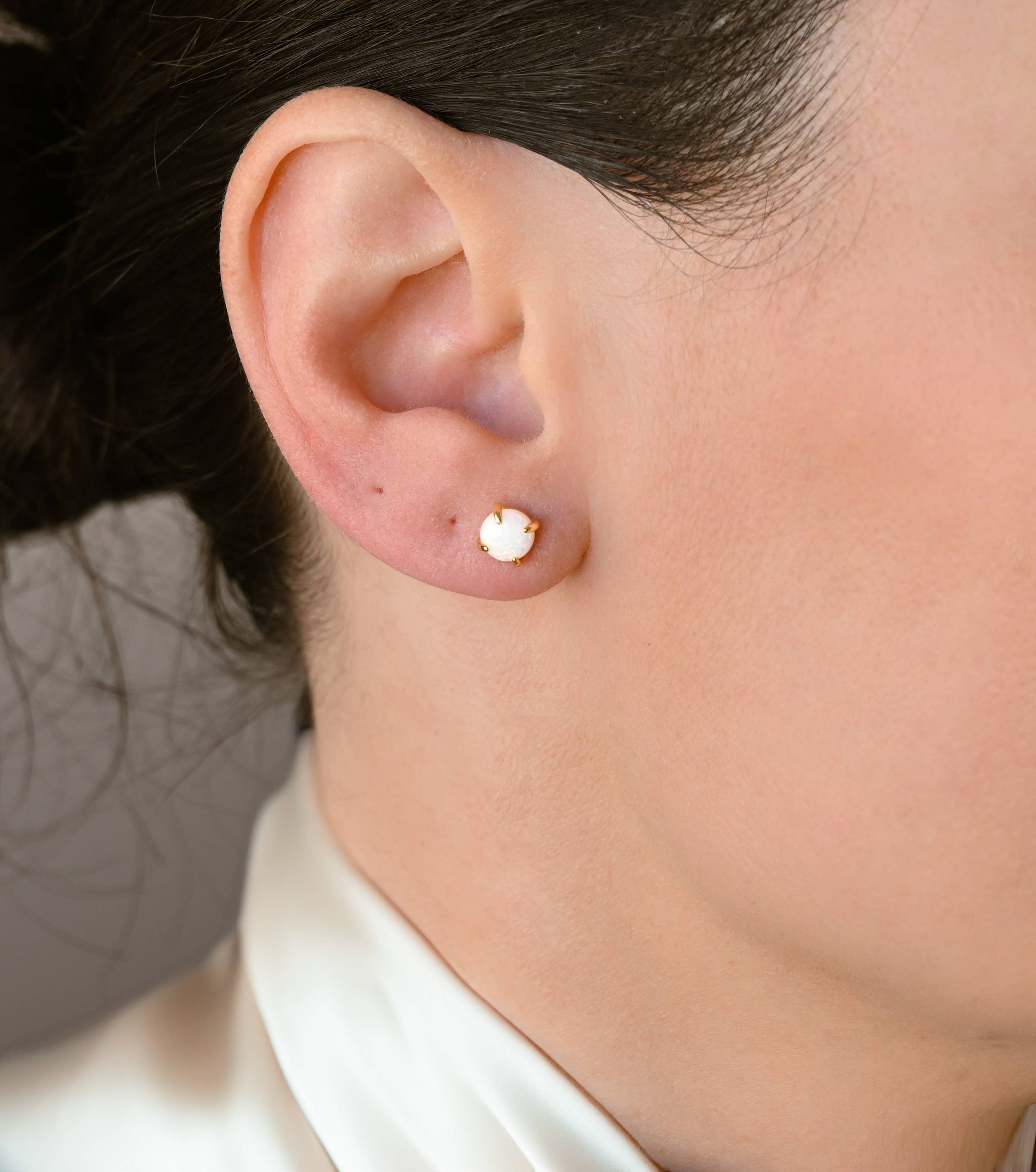 Blueyejewelry - Wholesale Stud/Post Earrings - 925 Silver Opal Studs - Sterling Silver Round Opal Earrings 9