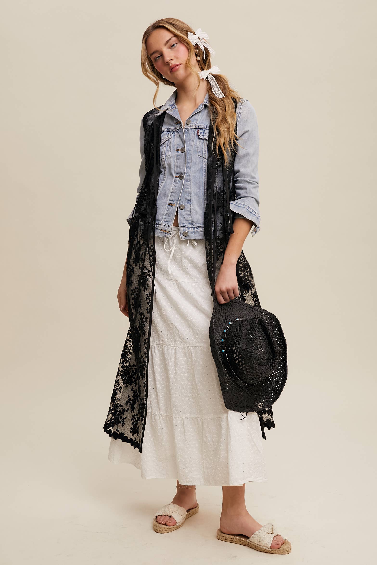 Listicle - Wholesale Outerwear Vest - Women's - Sheer Floral Embroidered Lace Vest20