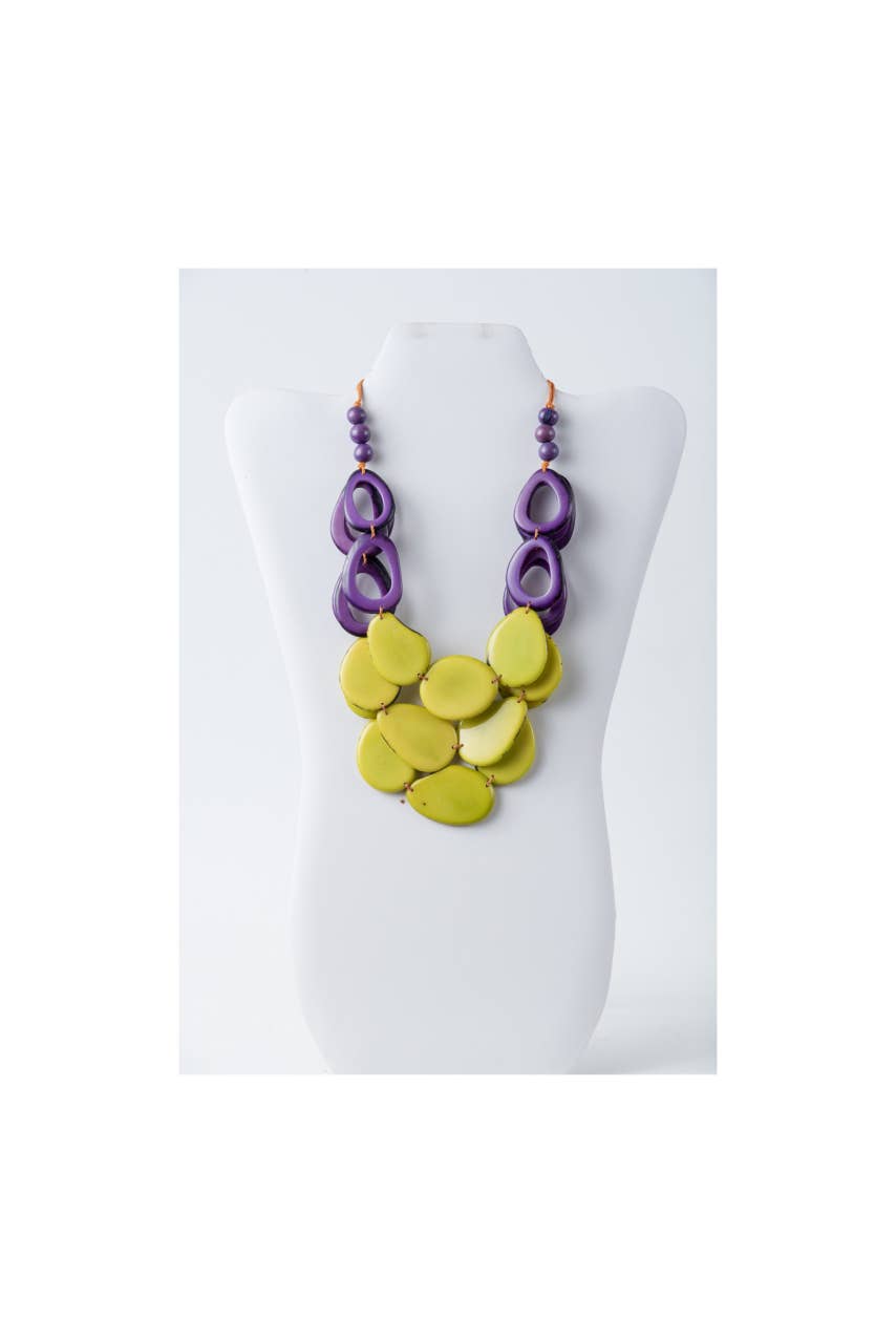 TaguArtsy – wholesale Bib necklace – Remy – Vibrant Tagua Necklace with Loop Accents1