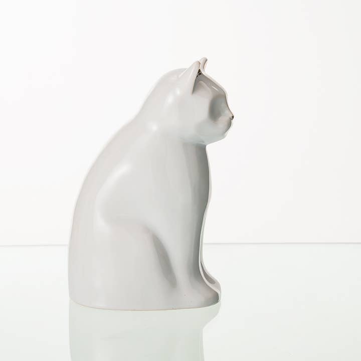 Pulvis Art Urns – wholesale Husdjursurna/minneslåda – "Mjau" Djururna för Katt - Vit | Keramik