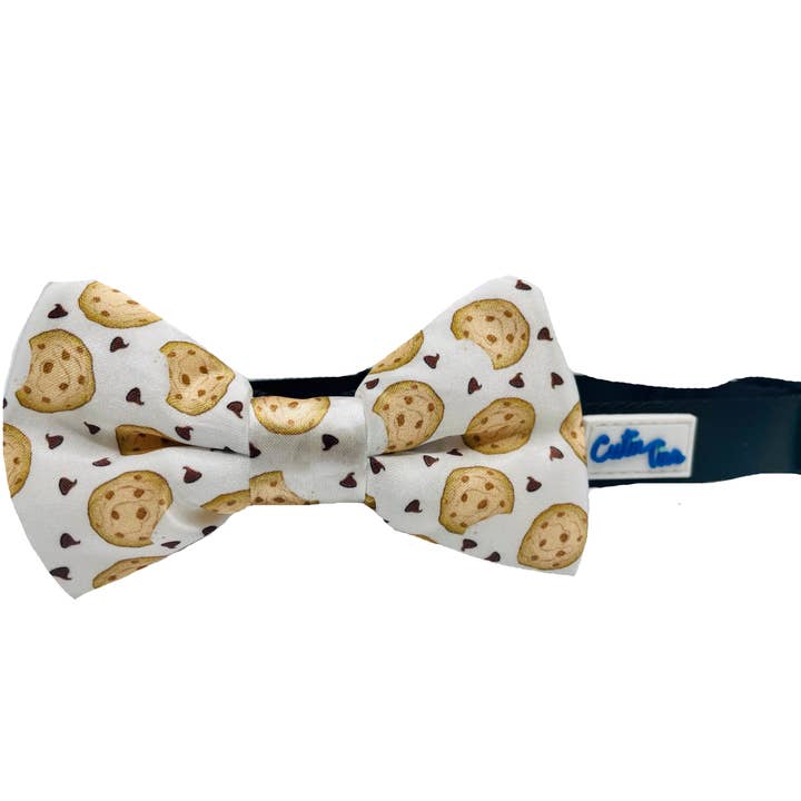 Chocolate Chip Cookie White Dog Bow Tie for wholesale by Cutie Ties