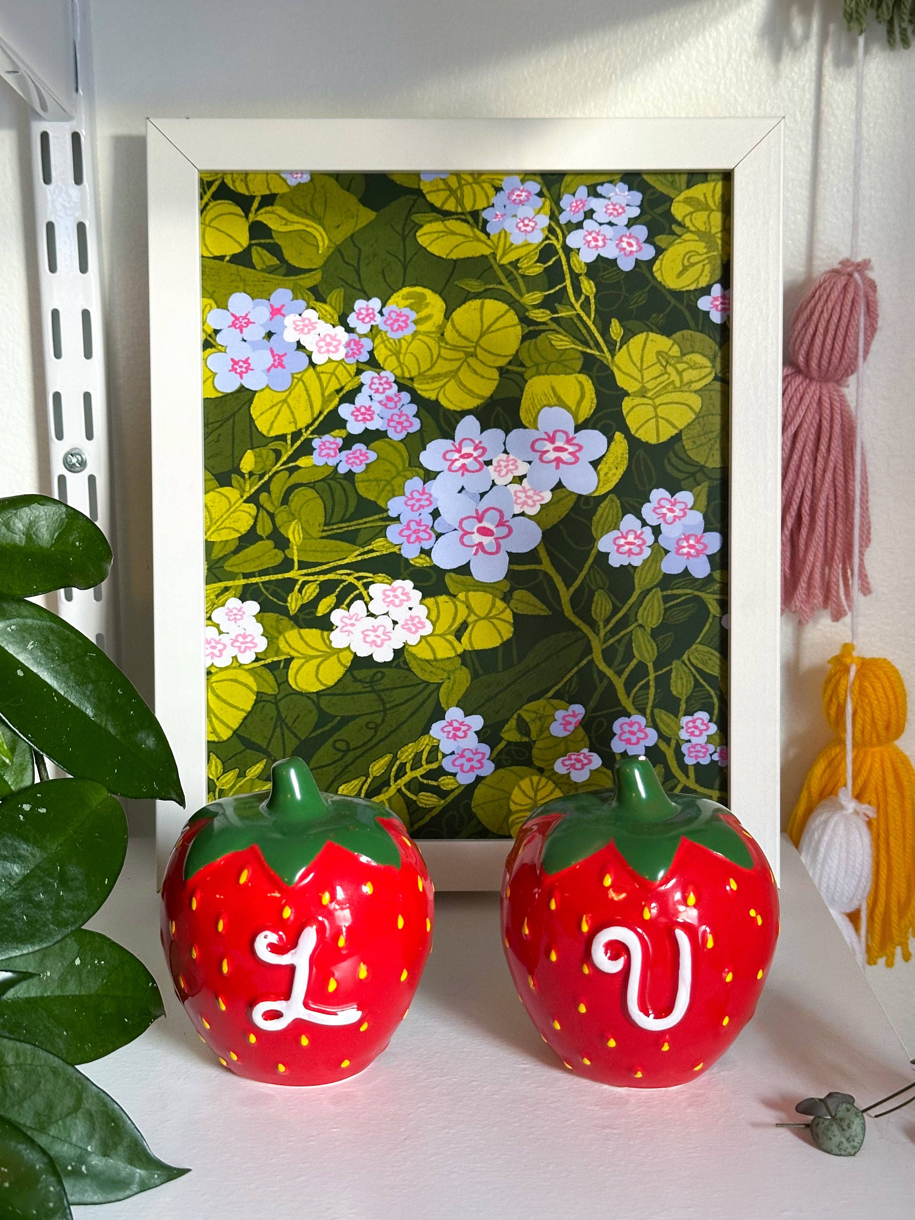 lu bremer design - Wholesale Art Print - "don't forget me" floral plant art print - 8x101