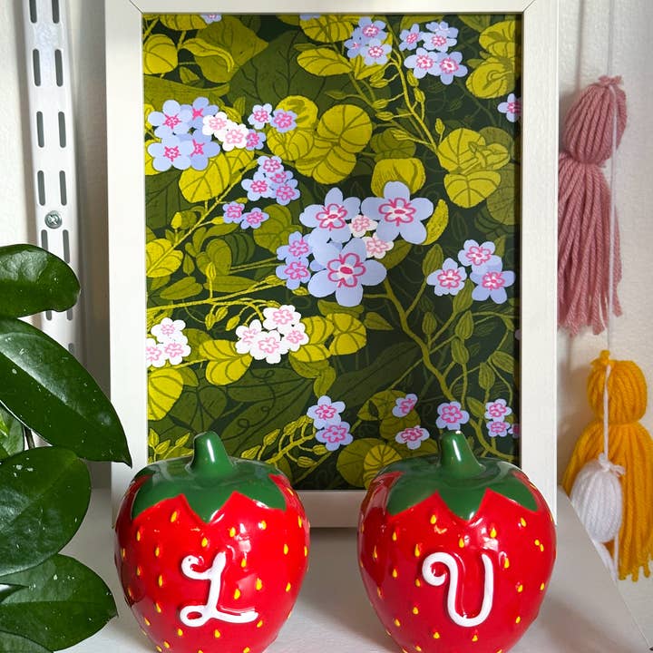 lu bremer design - Wholesale Art Print - "don't forget me" floral plant art print - 8x101