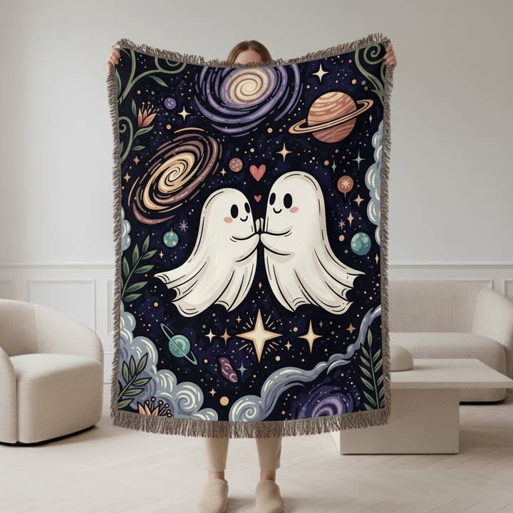 Lunefuldt spøgelsespar galaksevævet tæppe for engroshandel hos ZICWA