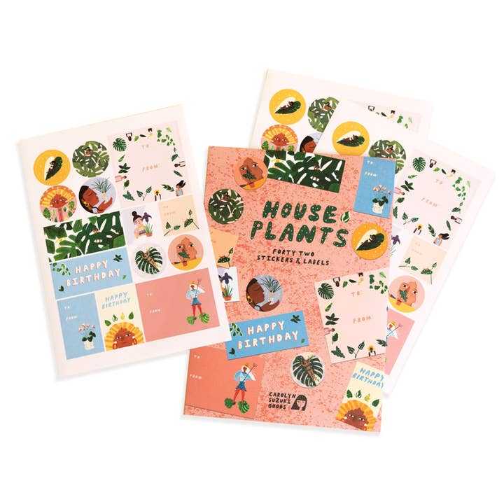 HOUSE PLANTS - 42 Sticker + Label Set for wholesale by Carolyn Suzuki