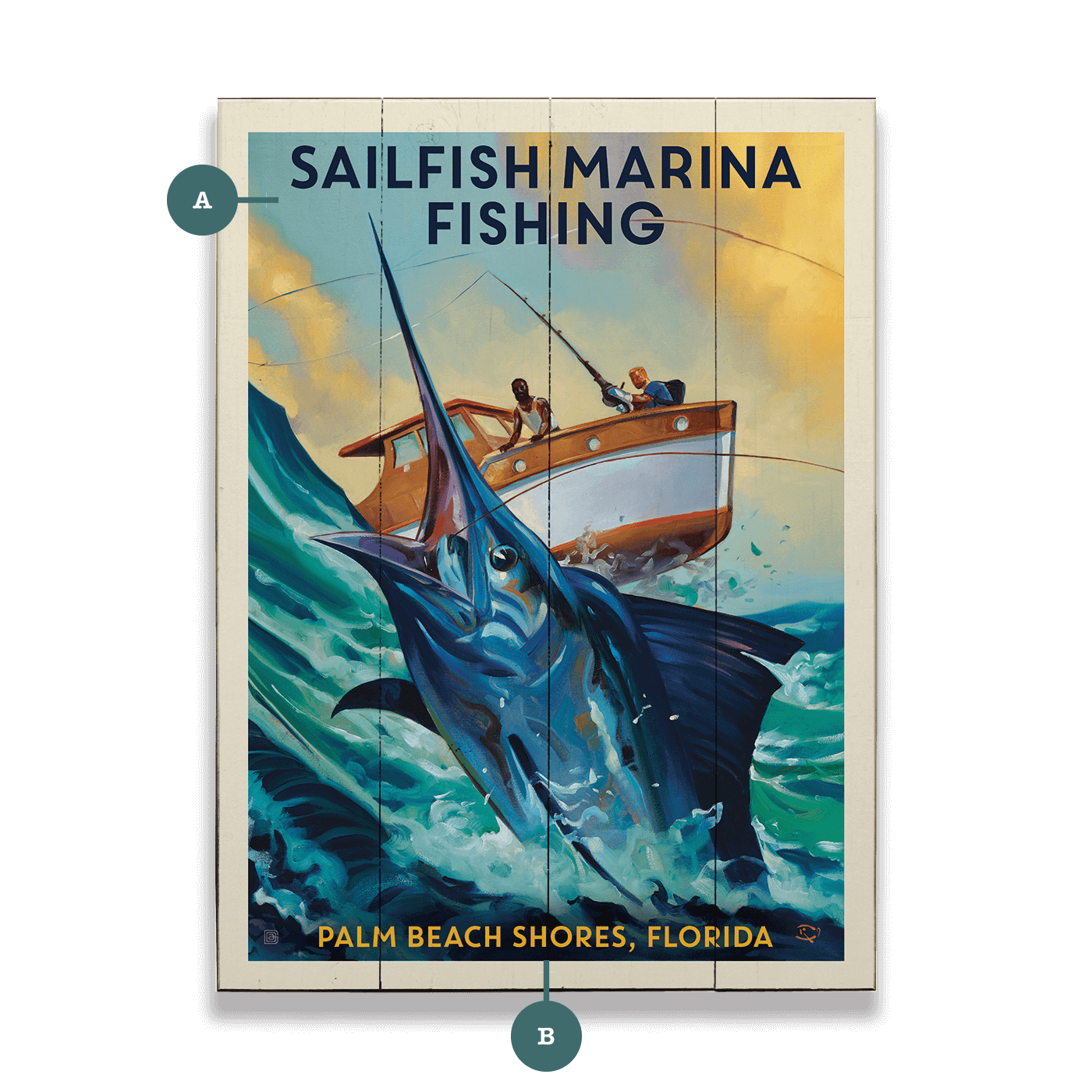 Old Wood Signs - Wholesale Art Print - Classic Sportman: Deep Sea Fishing - Wood & Metal Wall Art0