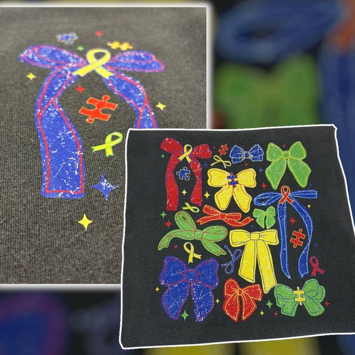 Autism Awareness Bows Comfort Color T-Shirt for wholesale by The Lyrical Spirit, LLC