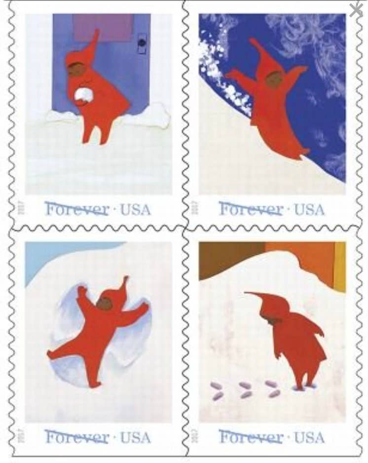 Postage Stamp Jewelry - Wholesale Dangle Earrings - 2017 USA The Snowy Day Stamp - Postage stamp jewelry - Postage Stamp Earrings - French clip earrings in antique bronze finish3