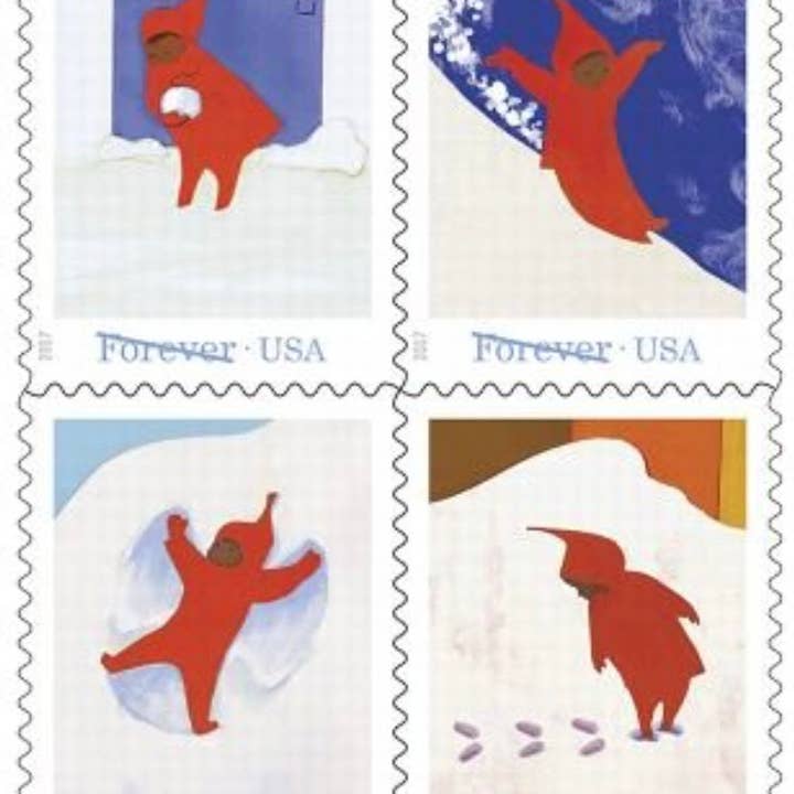 Postage Stamp Jewelry - Wholesale Dangle Earrings - 2017 USA The Snowy Day Stamp - Postage stamp jewelry - Postage Stamp Earrings - French clip earrings in antique bronze finish3