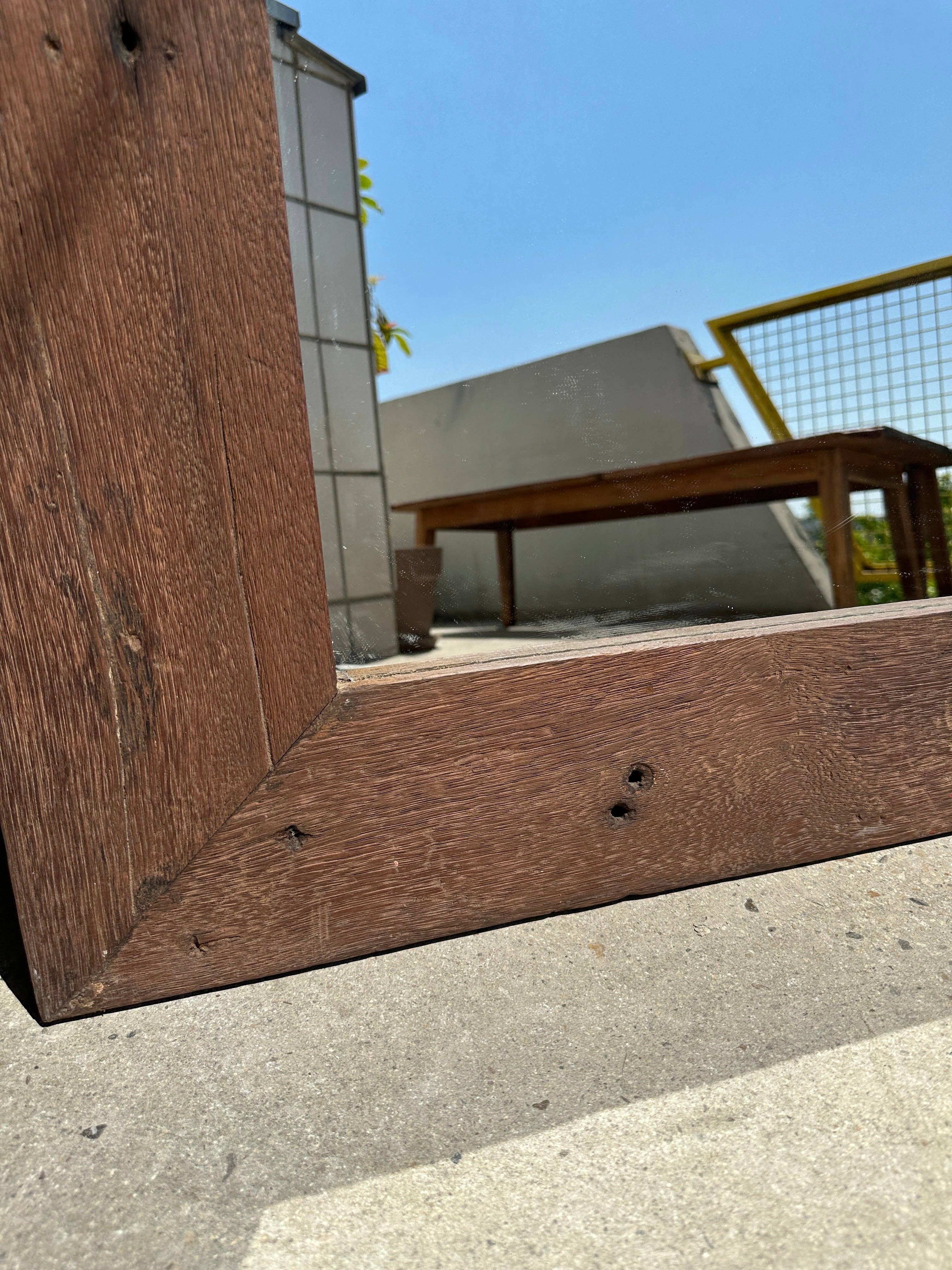 Office Objets - Wholesale Wall Mirror - Mirror with exotic brutalist old iron wood frame H:139cm60