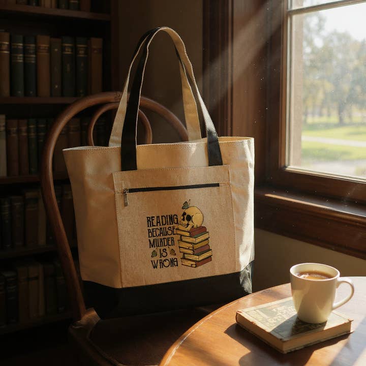 Fuzzy Loon Designs - Wholesale Tote Bag - Unisex - Reading Because Murder Is Wrong | Canvas Tote4