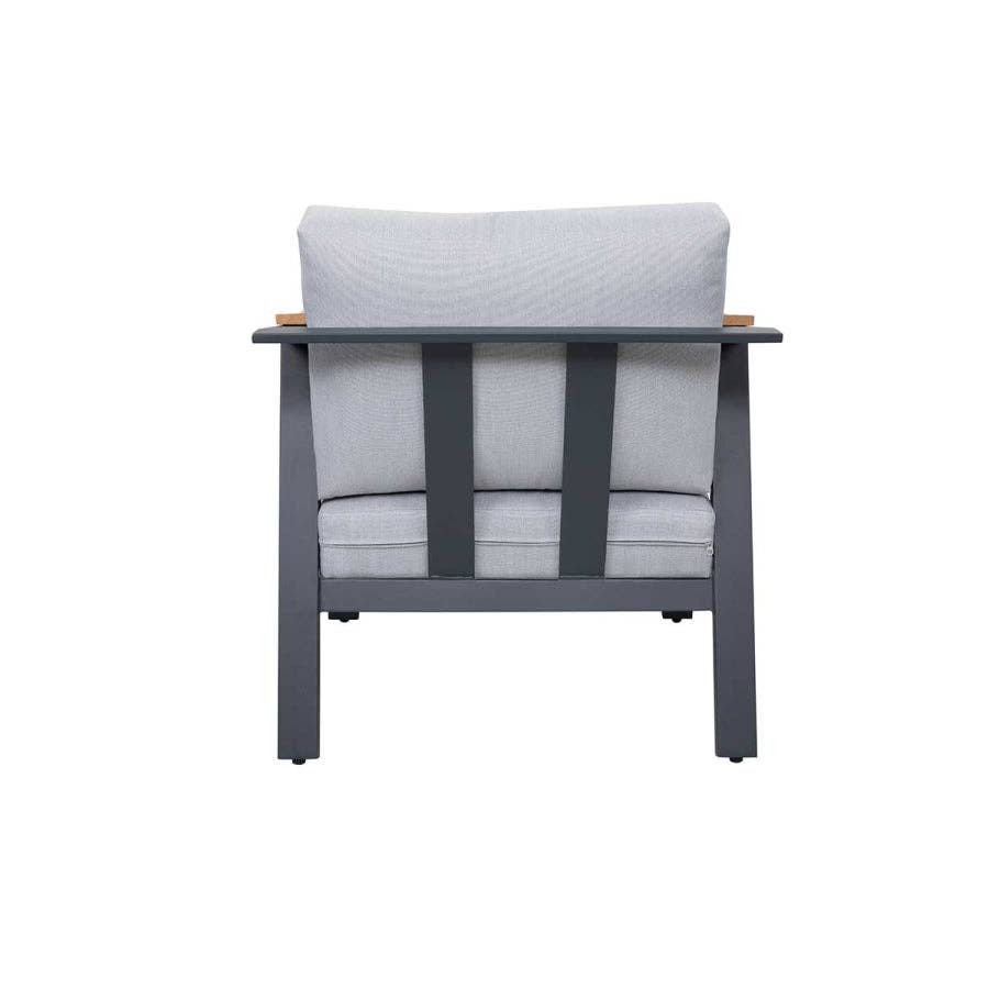 Silver Gray Nova 4-Piece Aluminum & Teak Sofa Set with Stationary Chairs for wholesale on Faire14