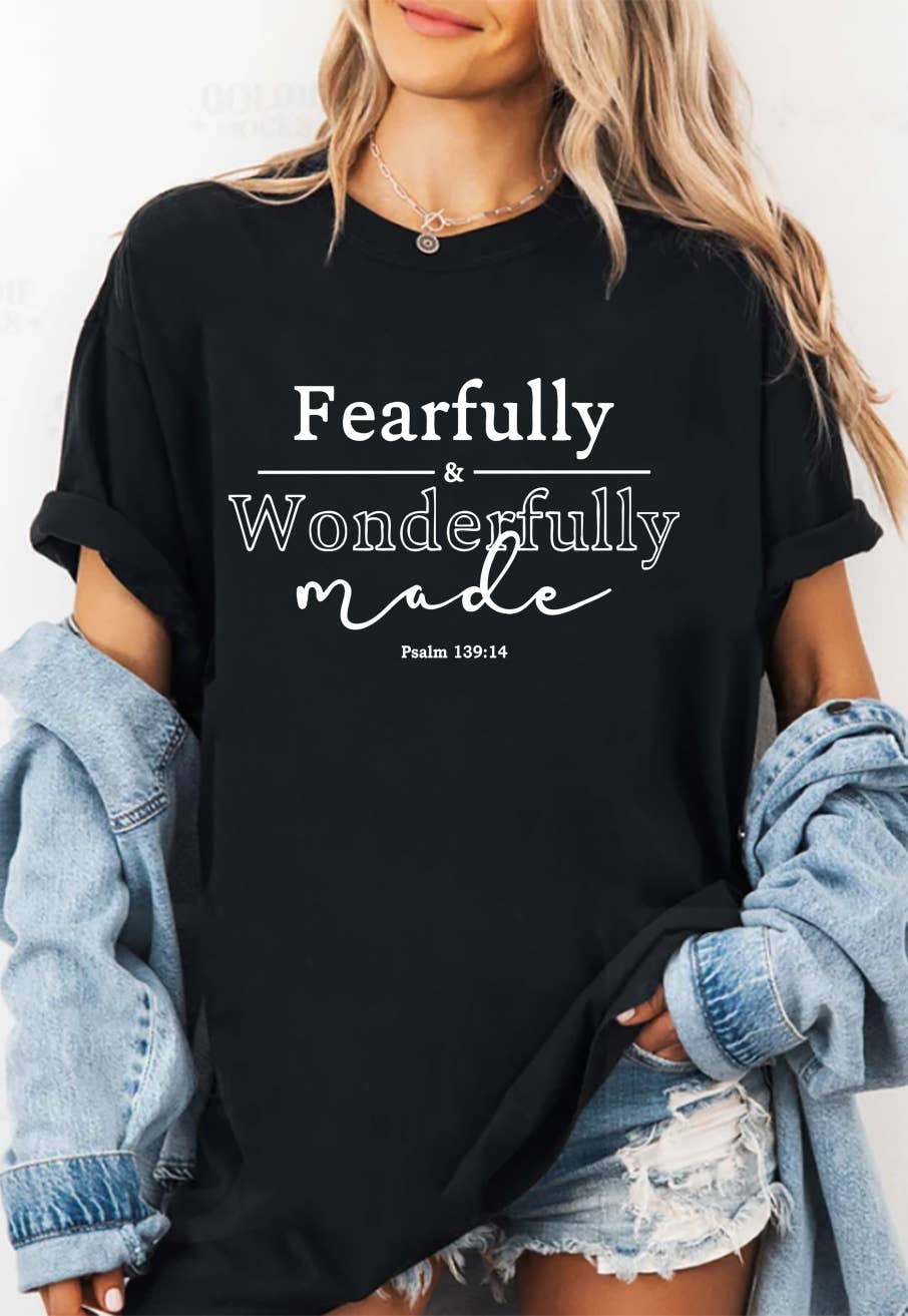 Top Avenue - Wholesale T-Shirt (Graphic) - Unisex - Fearfully and Wonderfully Unisex Round Neck Tee14
