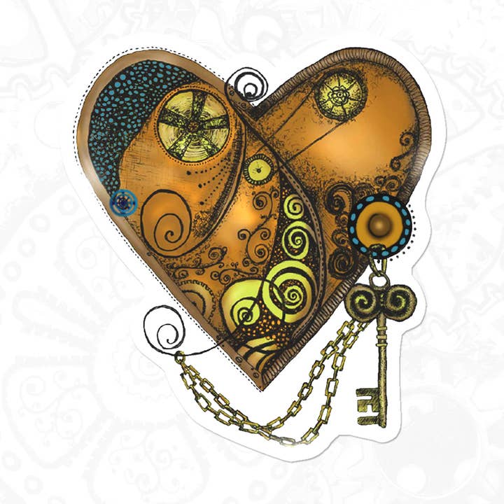 Pegatina victoriana de corazón metálico steampunk para venta al por mayor de Katekreates