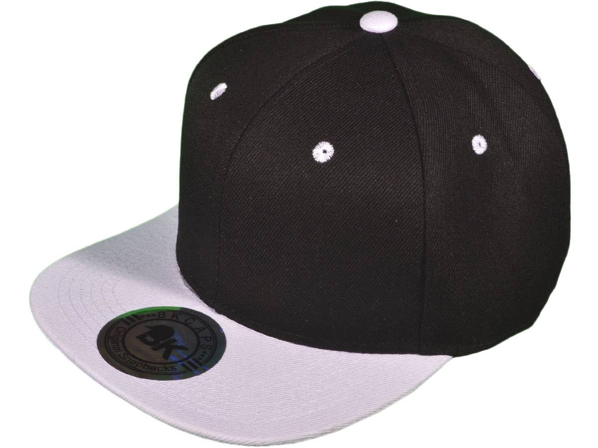 Buck Wholesale - Wholesale Flat Brim Cap - Unisex - Blank Snapback Hats - BK Caps Flat Bill Plain Vintage54