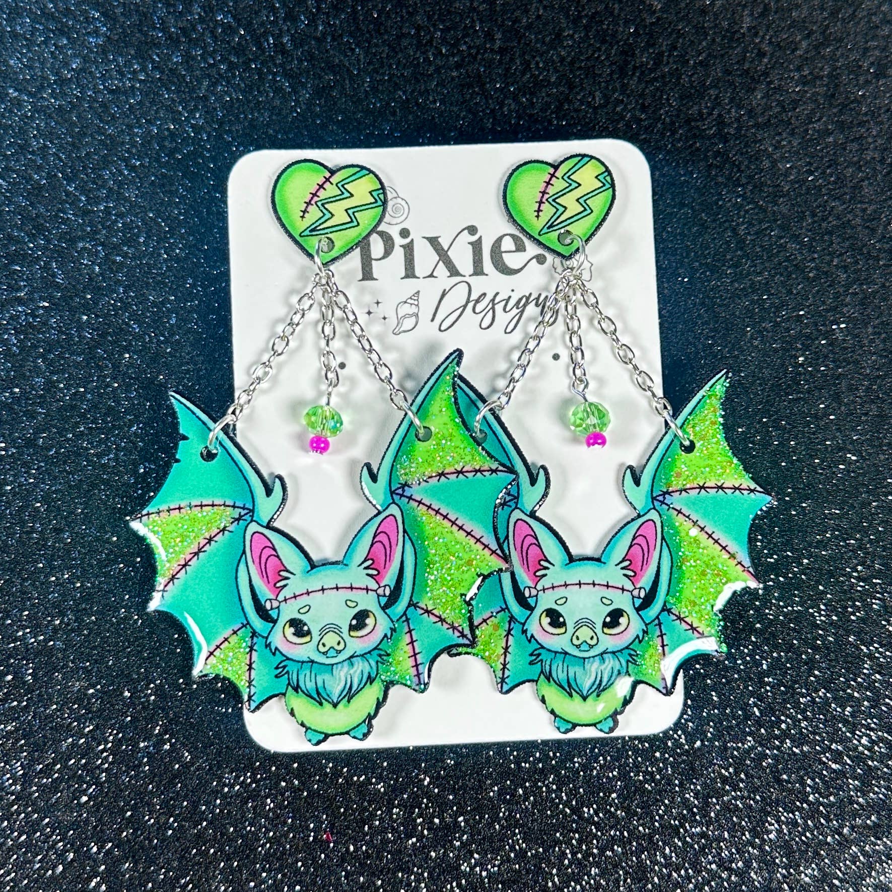 Sea Pixie Designs - Wholesale Dangle Earrings - Frankenstein Bats Halloween Dangle Earrings, Spooky & Cute6