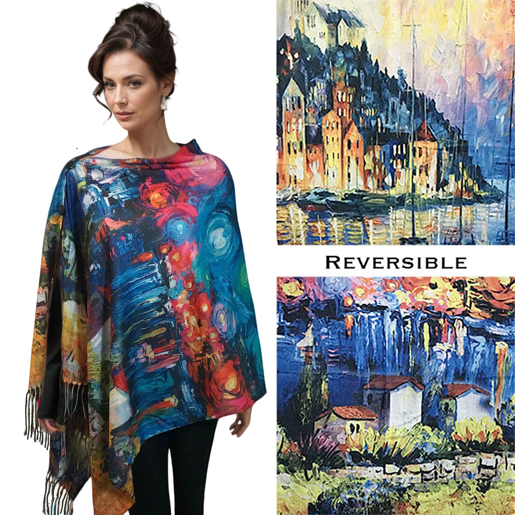 The Magic Scarf Company - Wholesale Wrap - Women's - 3180 - Sueded Art Design Button Shawls 23