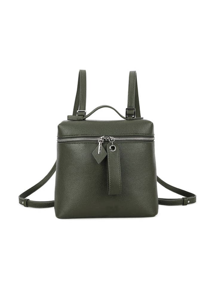 Olivgrön ryggsäck i konstläder för wholesale av Aftershock London