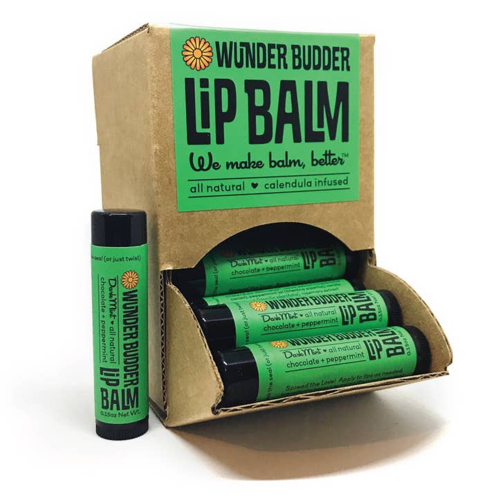 Chocolate Peppermint Natural Lip Balm by Wunder Budder for wholesale by Wunder Budder