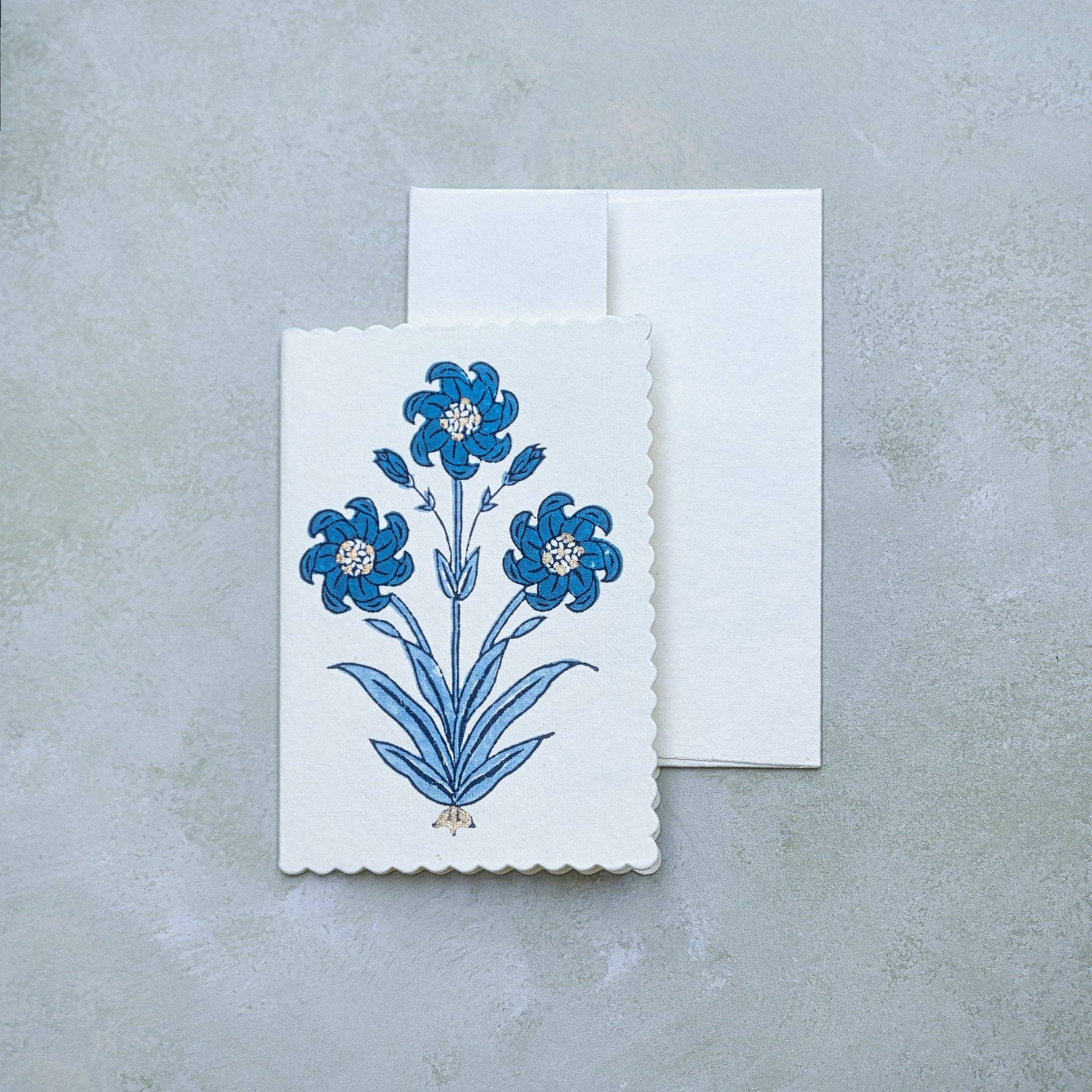 Paper Mirchi – wholesale Everyday greeting card – Hand Block Printed Greeting Card - Nargis Sapphire3