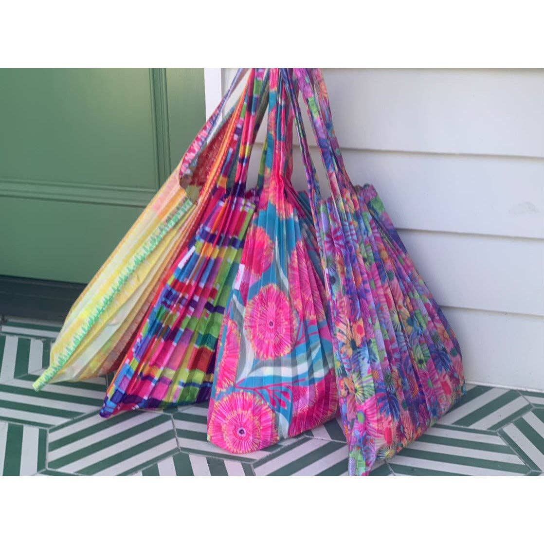 Lordy Dordie - Wholesale Tote Bag - Women's - Concertina Pleat Bag - Rainbow Gingham8