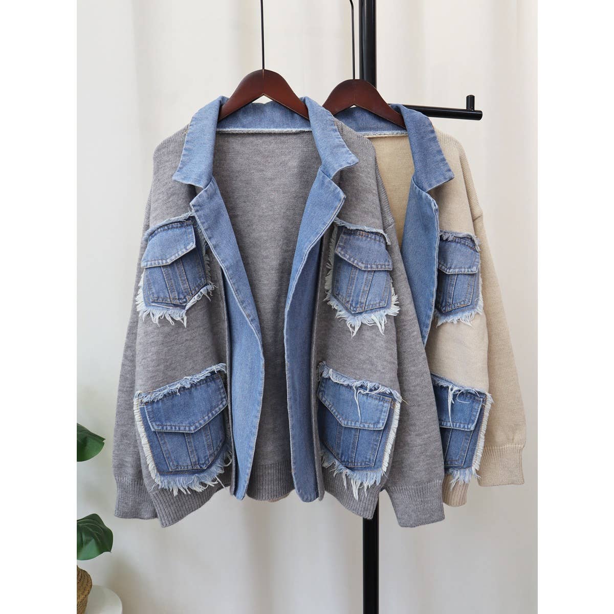 Mapcie - Wholesale Jacket - Women's - SWEATER DENIM COMBINE JACKET3