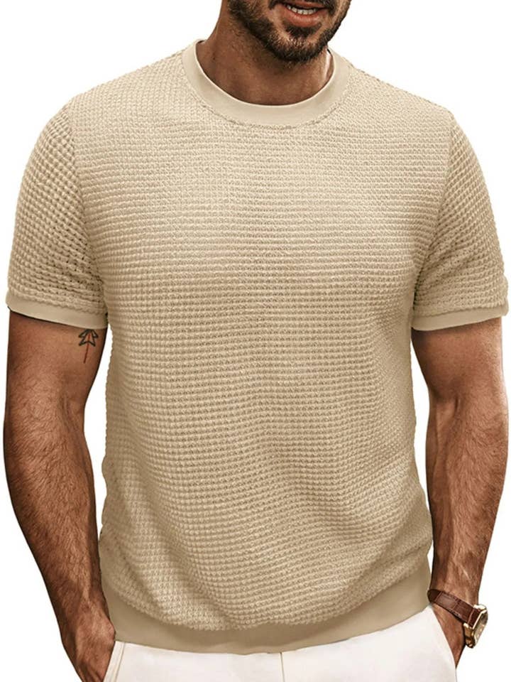 Men's Textured Knit Crew Neck T-Shirt for wholesale by Blak Wardrob
