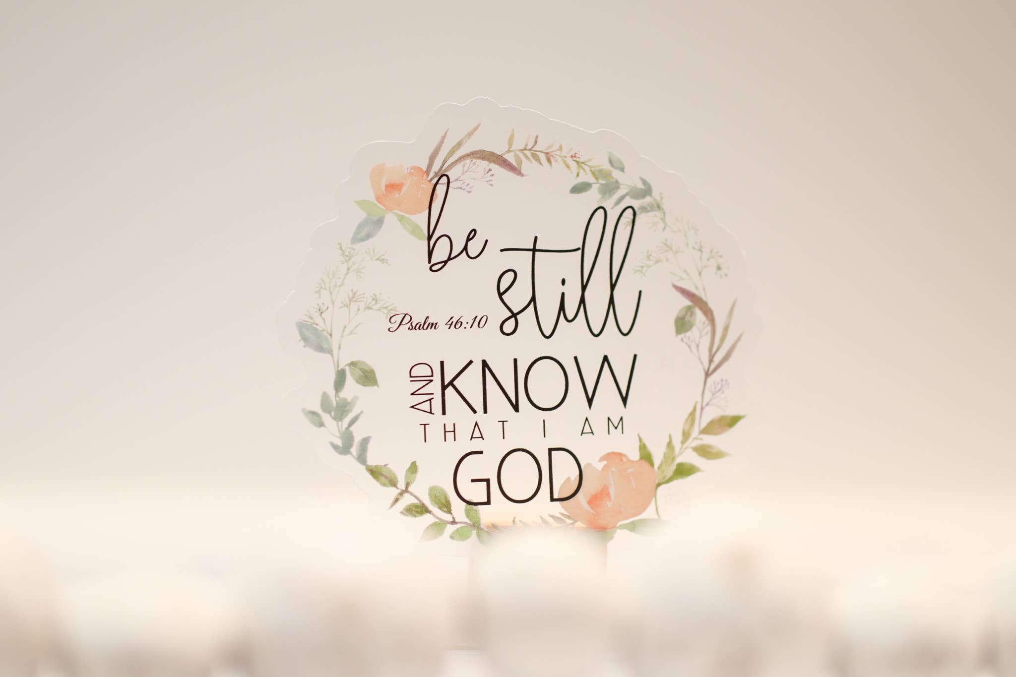 Savannah and James Co - Wholesale Sticker - Flourish Be Still Christian Clear, Vinyl Sticker, 3in.