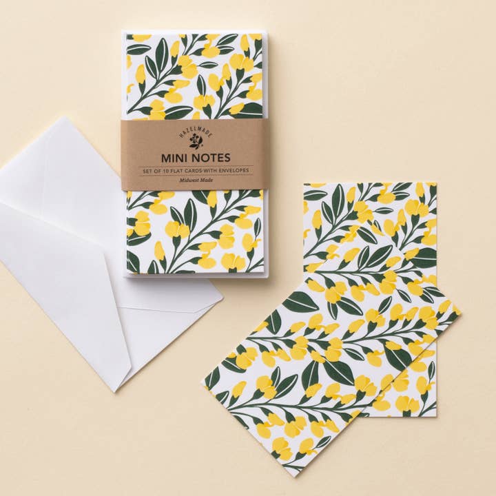 Yellow Flowers Mini Note Set | Cards for wholesale by HAZELMADE® Tea Towels + Gifts