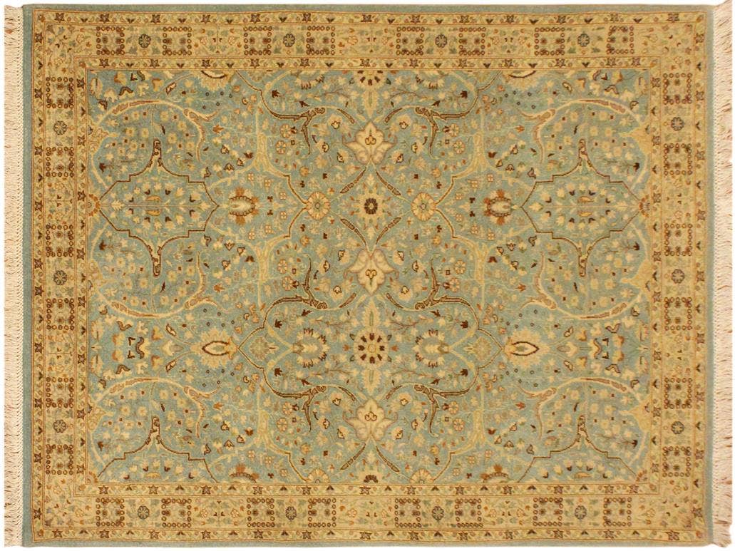 Arshs Fine Rugs - Wholesale  - Turkish Knotted Istanbul Jean Blue/Ivory Wool Rug - 4'2'' x 6'2''4