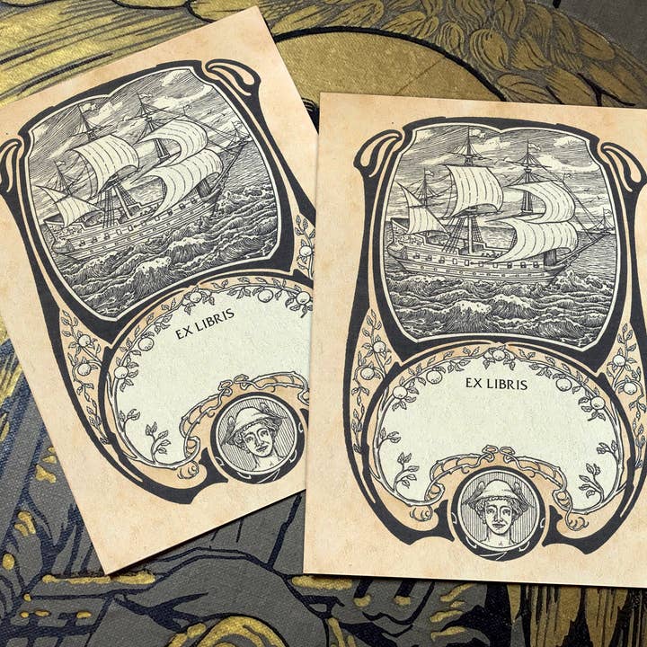 Godspeed, Placas de livros Ex-Libris em Papel Gomado Náutico por atacado de Ebon et Noir LLC