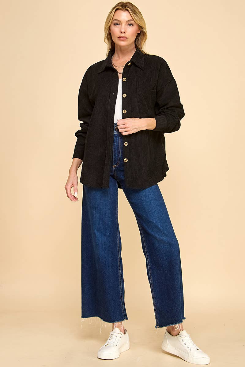 Cezele - Venta al por mayor Camisa con botones - Mujer - Camisa de pana abotonada de gran tamaño9