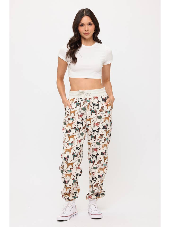SM WARDROBE - Wholesale Lounge Sweatpants/Joggers - Women's - HOLIDAY DOGS PRINT SWEATPANTS4
